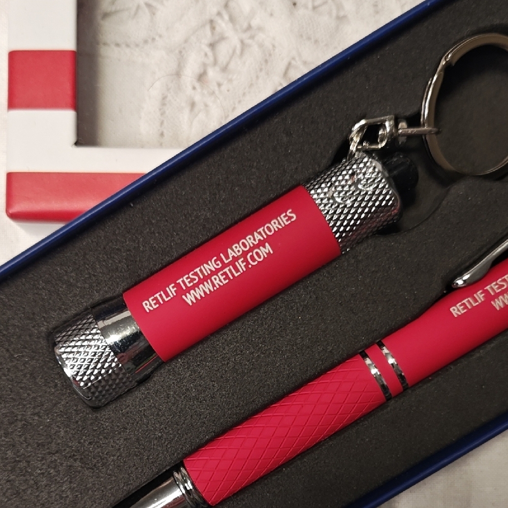 Red Pen and Flashlight Keychain Set - Picture 2 of 3